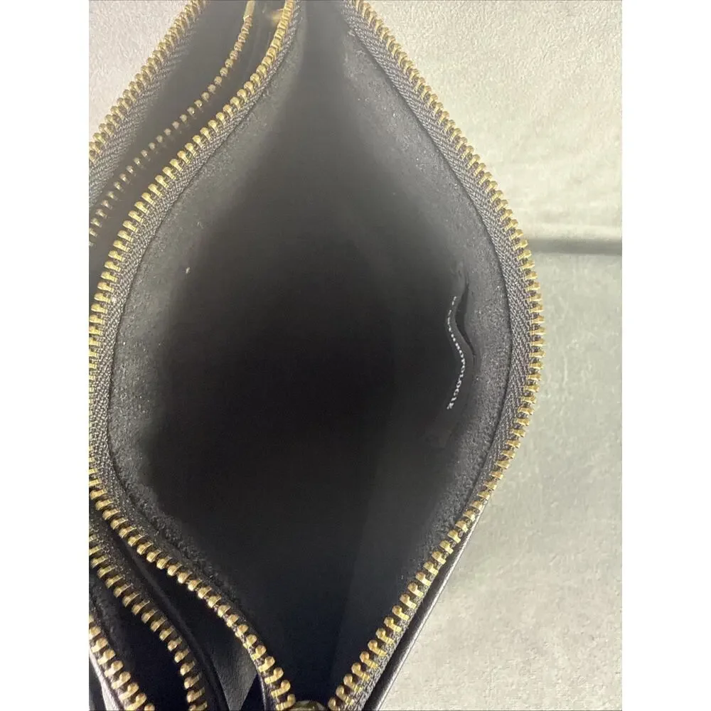 ANTHROPOLOGIE Vegan Black Leather Double Crossbody Bag